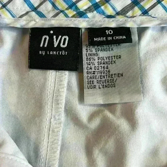 Nivo by Lanctot Golf Skirt with under shorts yellow and blue plaid size 10 skort - Picture 9 of 13